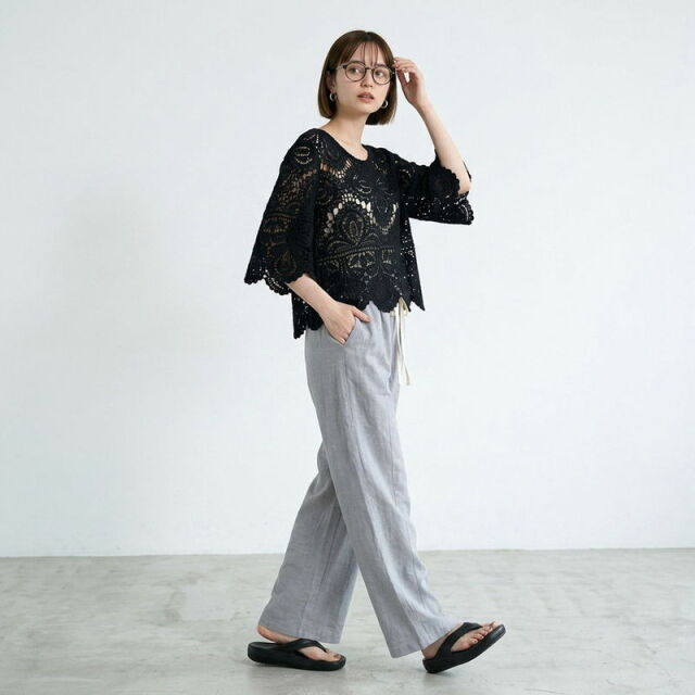 ポリガーゼセンターシームワイドパンツ