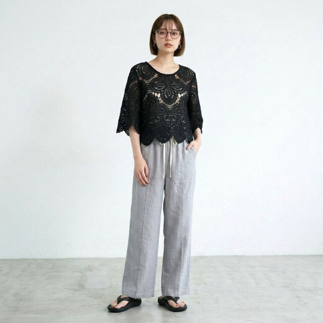 ポリガーゼセンターシームワイドパンツ