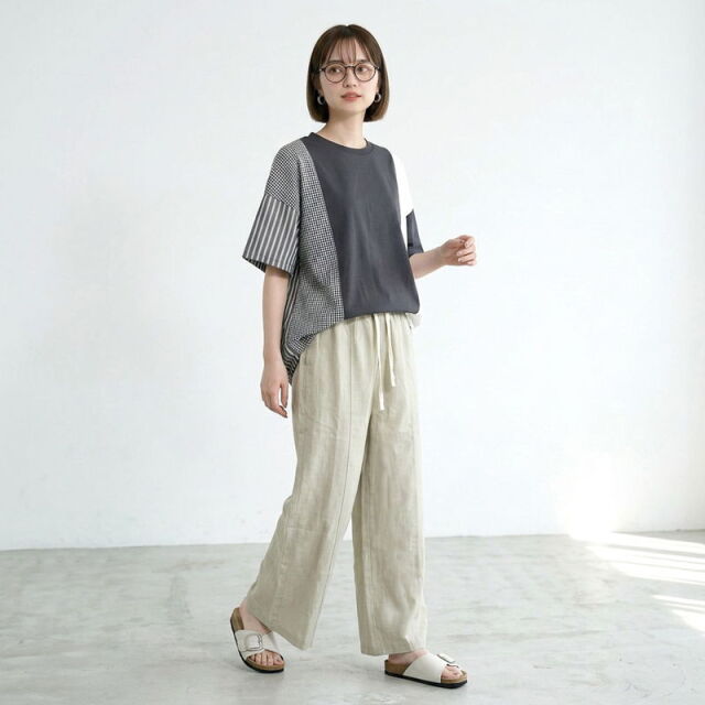 ポリガーゼセンターシームワイドパンツ
