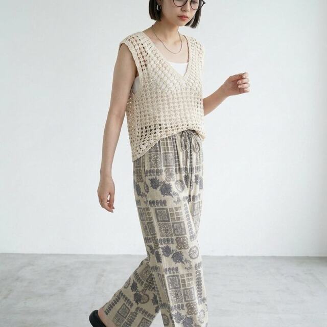 柄ワイドパンツ
