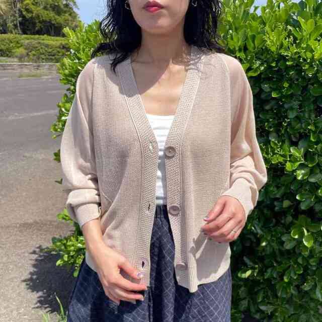 編地切替カーディガン