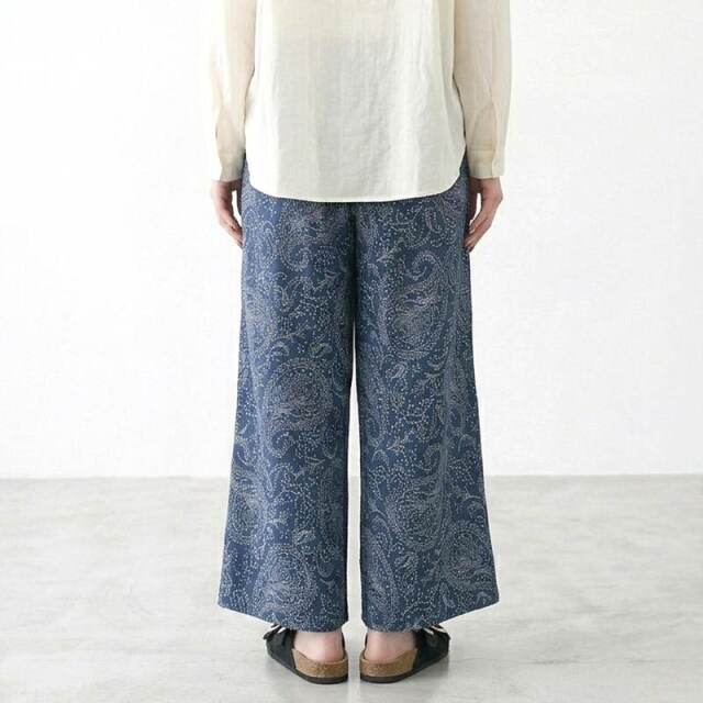 柄デニムワイドパンツ
