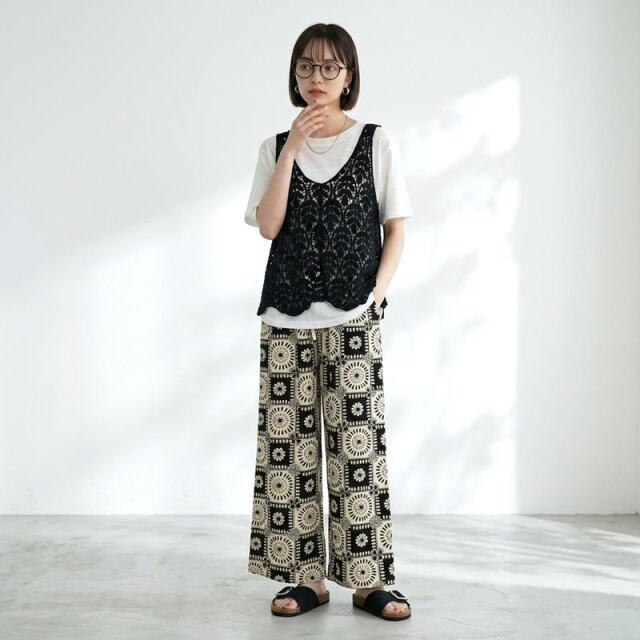 柄ワイドパンツ