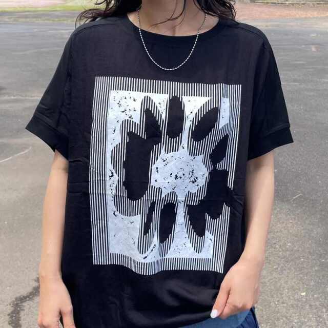 布帛切替花モチーフプルオーバー