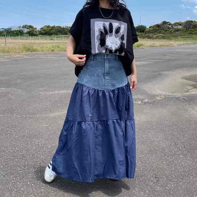 布帛切替花モチーフプルオーバー