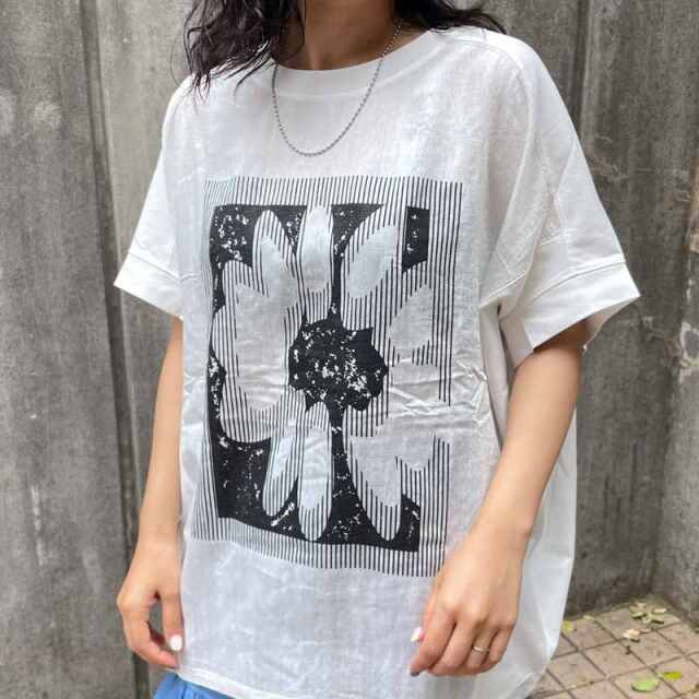 布帛切替花モチーフプルオーバー
