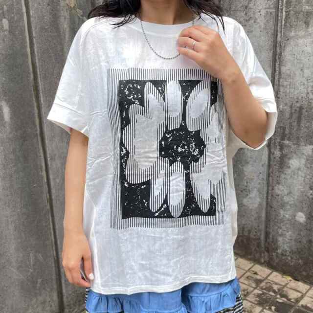 布帛切替花モチーフプルオーバー