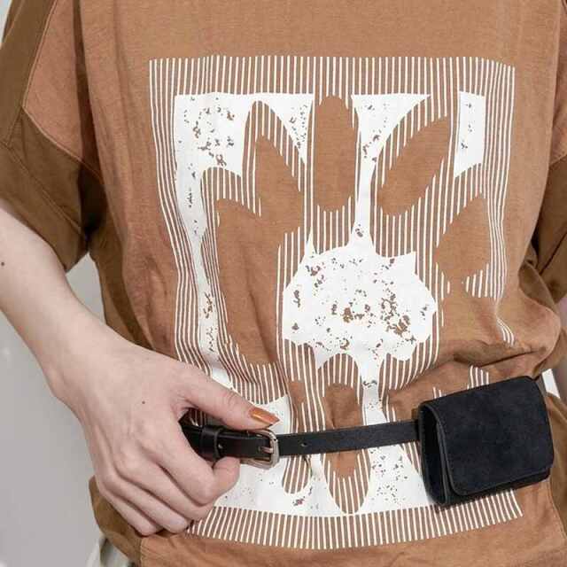 布帛切替花モチーフプルオーバー