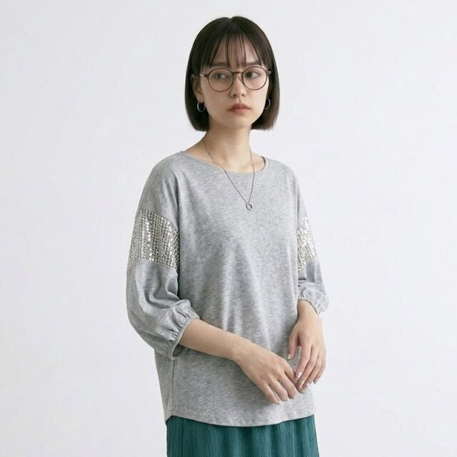 袖メッシュ切替プルオーバー