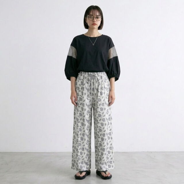 袖メッシュ切替プルオーバー