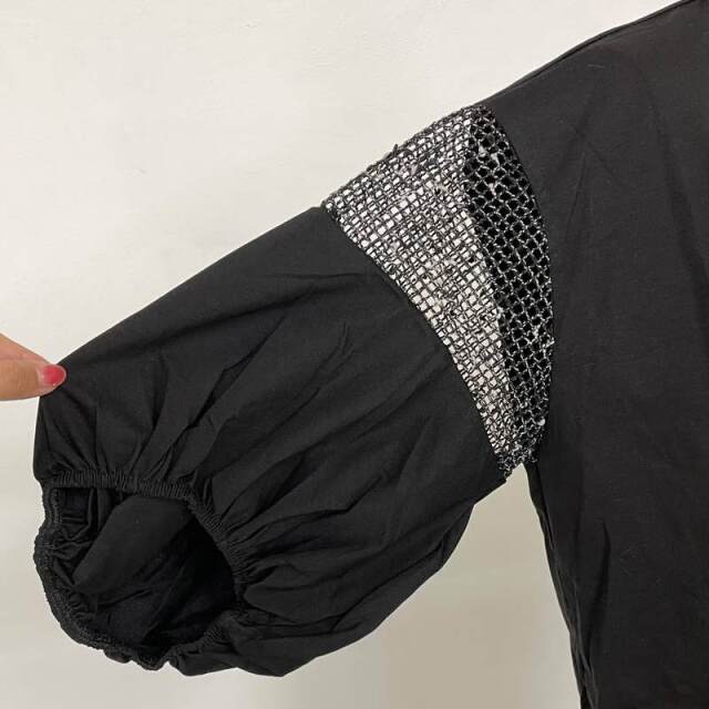 袖メッシュ切替プルオーバー