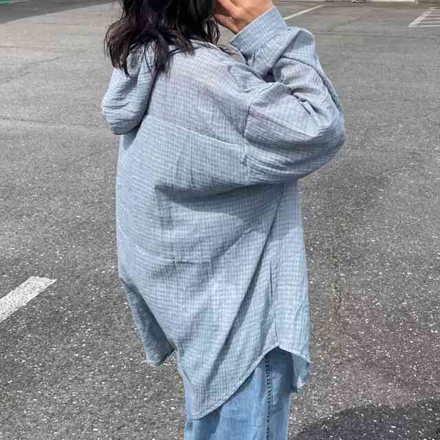 スカシチェックシアーフードシャツ