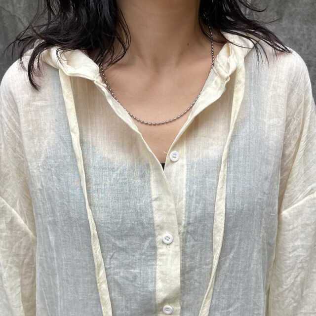 スカシチェックシアーフードシャツ