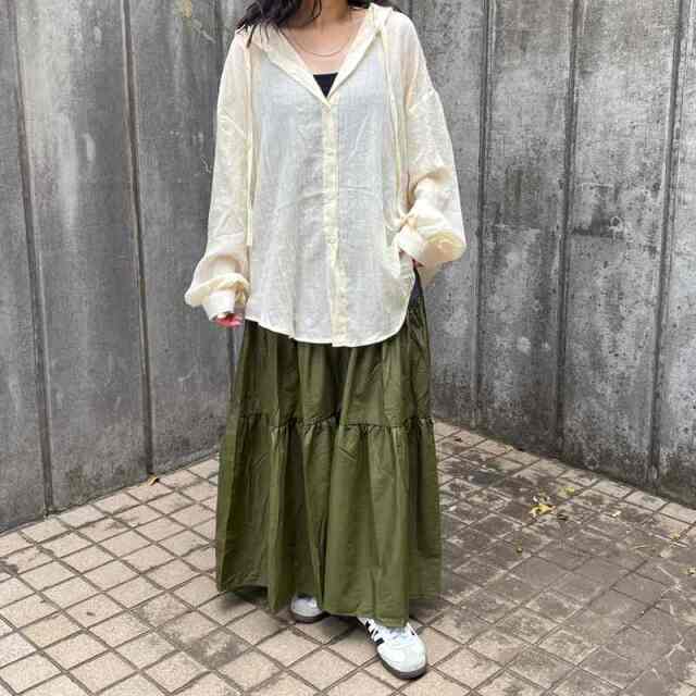 スカシチェックシアーフードシャツ