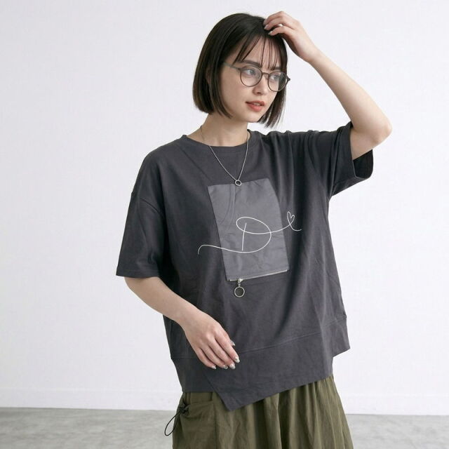 刺繍貼付プルオーバー