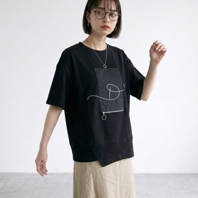 刺繍貼付プルオーバー