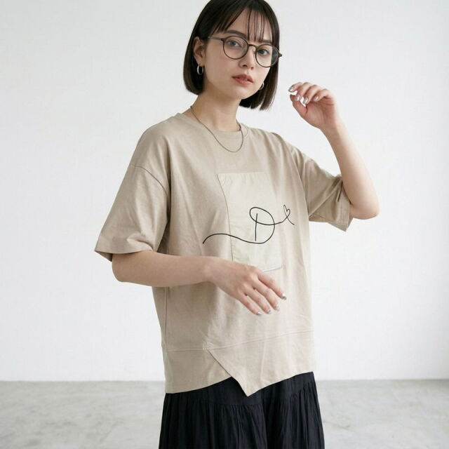 刺繍貼付プルオーバー