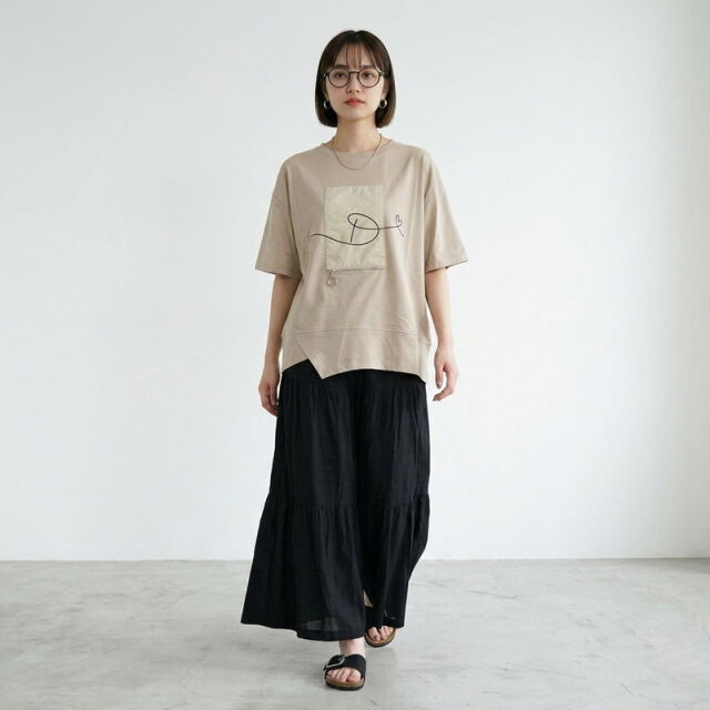刺繍貼付プルオーバー