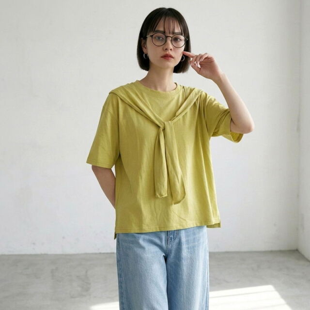 肩巻きデザインTシャツ
