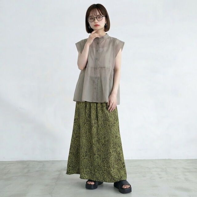 フレンチショートバンドカラーシャツ
