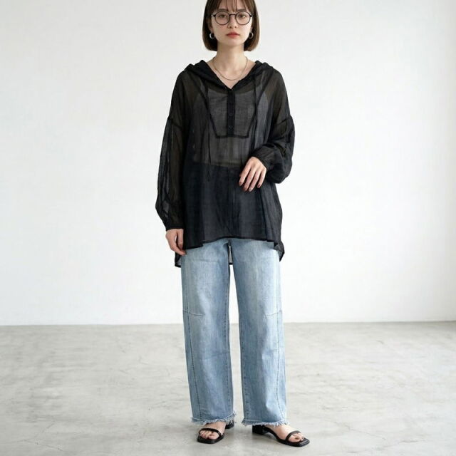 切替イージーデニムパンツ