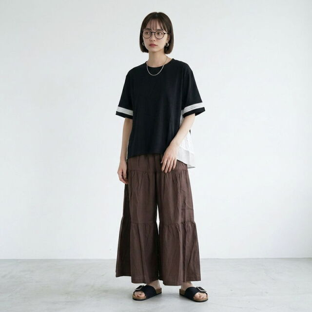 バックレースストライプ切替プルオーバー