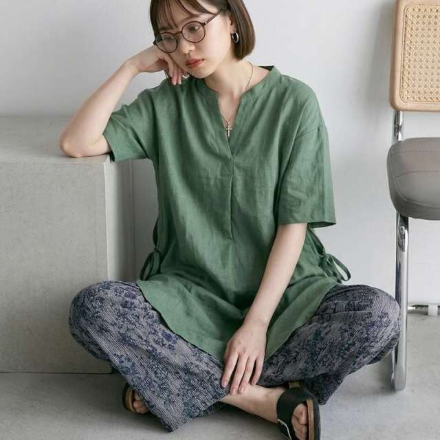 柄プリーツパンツ