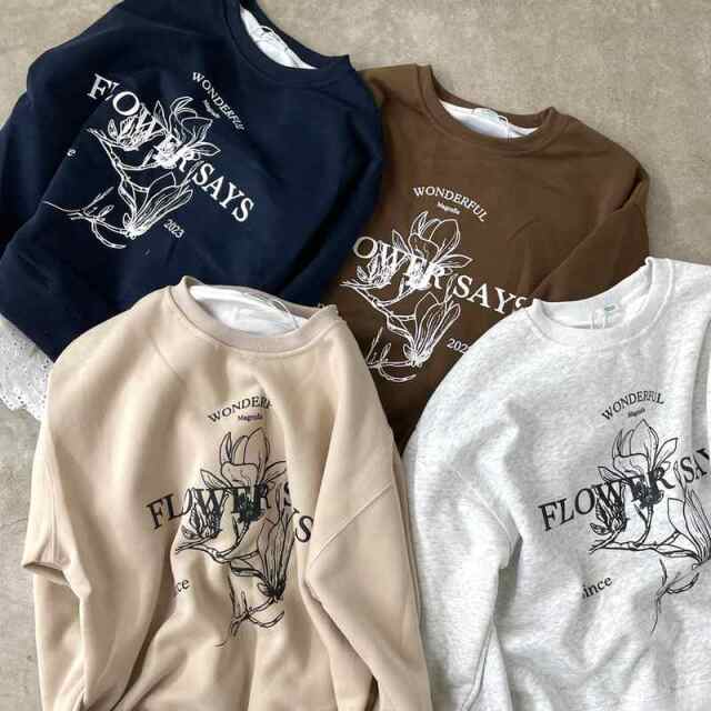 裾レースプリントプルオーバー
