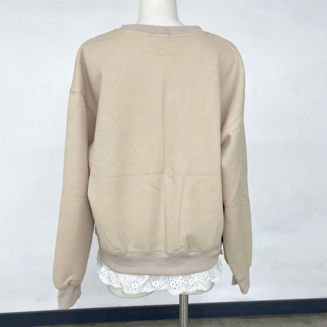裾レースプリントプルオーバー