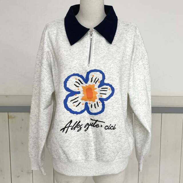 襟付モチーフプリントプルオーバー