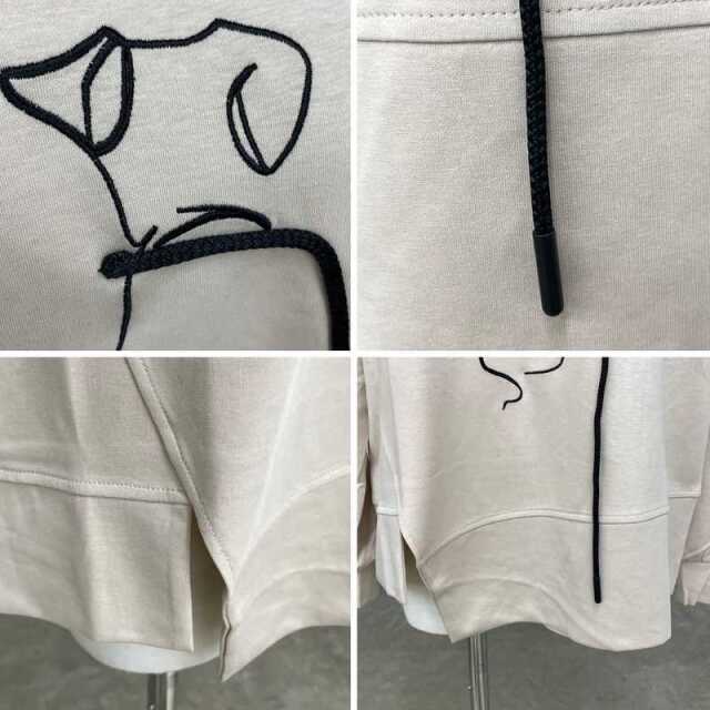 線ドッグ刺繍プルオーバー