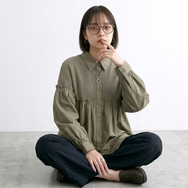 ニットソー切替ギャザープルオーバー