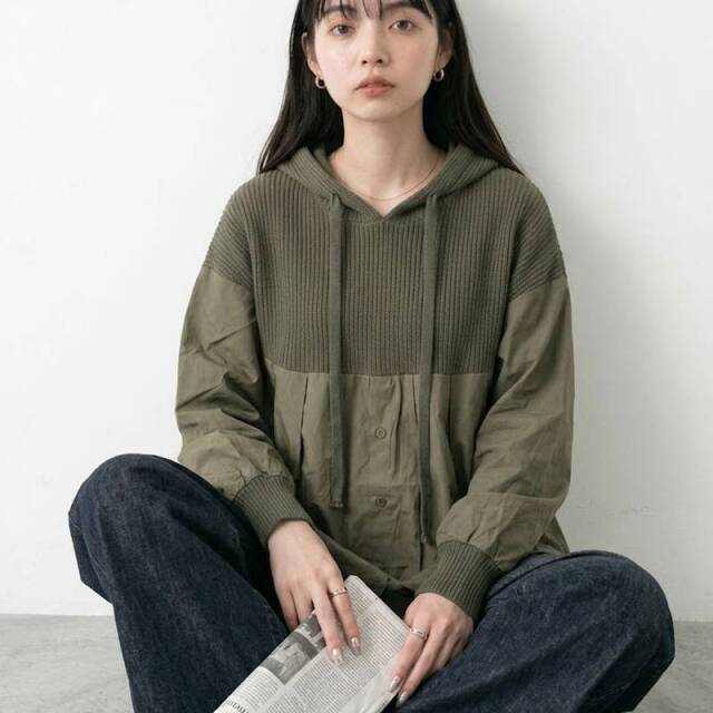 ニットソーフードドッキングプルオーバー