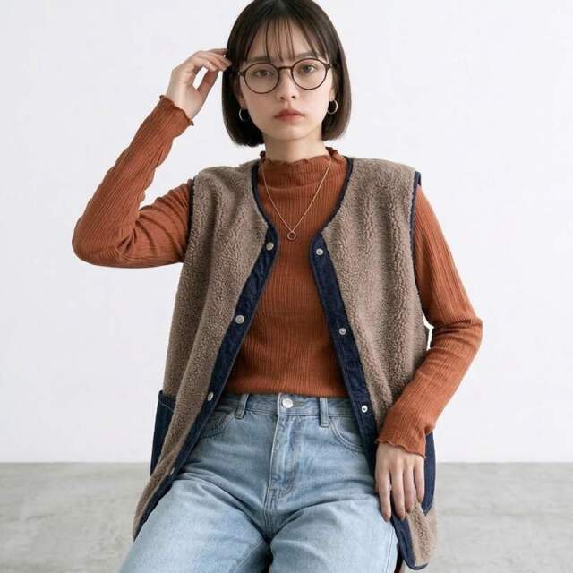 デニムボアリバーシブルベスト