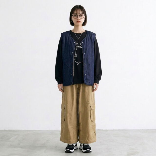 デニムボアリバーシブルベスト