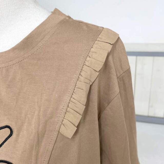 刺繍フリルドローコード7分袖プルオーバー