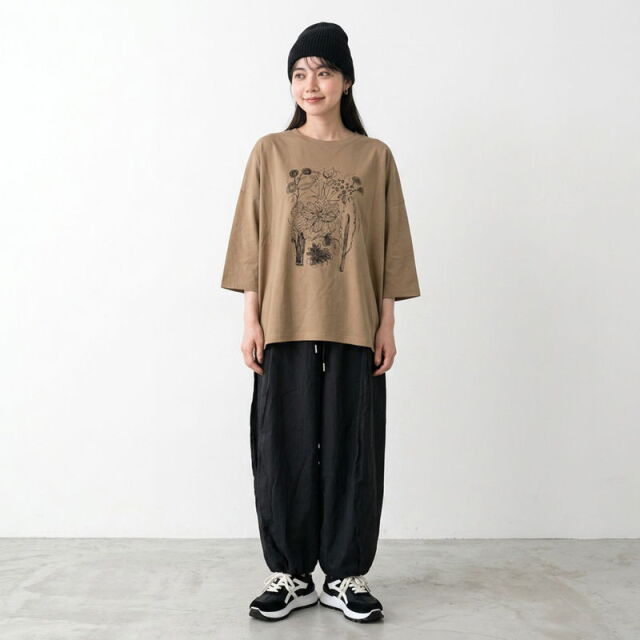 花プリント7分袖プルオーバー