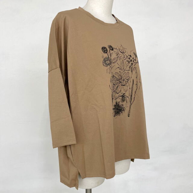 花プリント7分袖プルオーバー