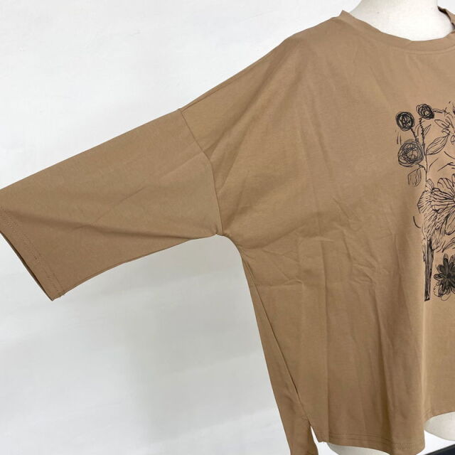花プリント7分袖プルオーバー