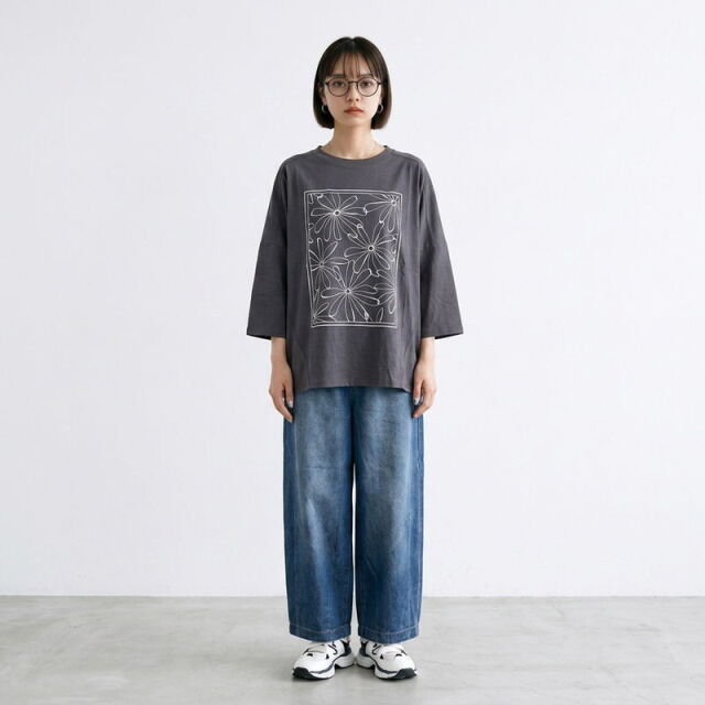 花モチーフ7分袖プルオーバー