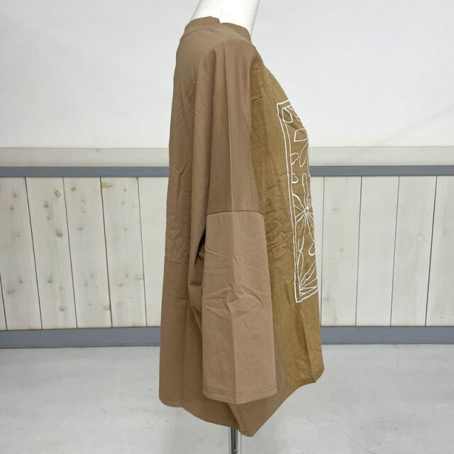 花モチーフ7分袖プルオーバー