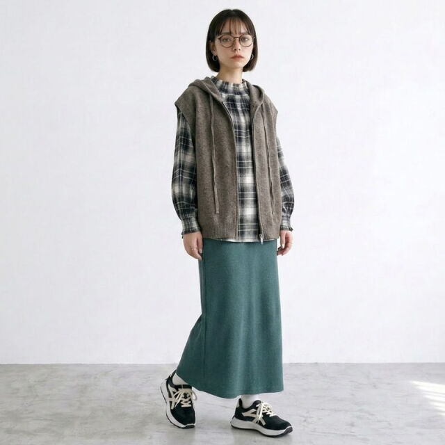 ニットフードZIPベスト