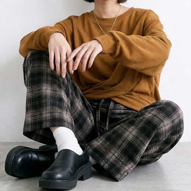 チェックワイドパンツ