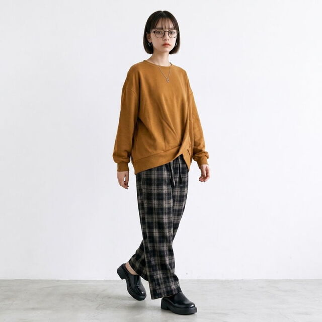 チェックワイドパンツ