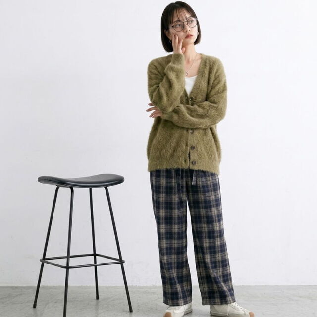 チェックワイドパンツ