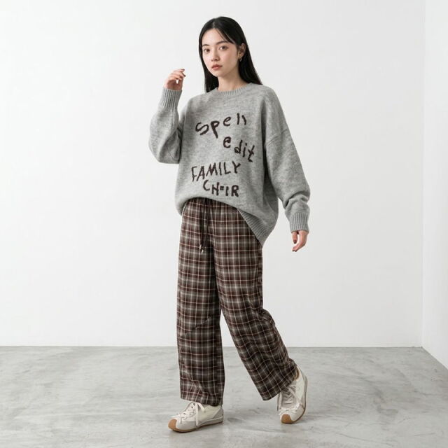 チェックカーブパンツ