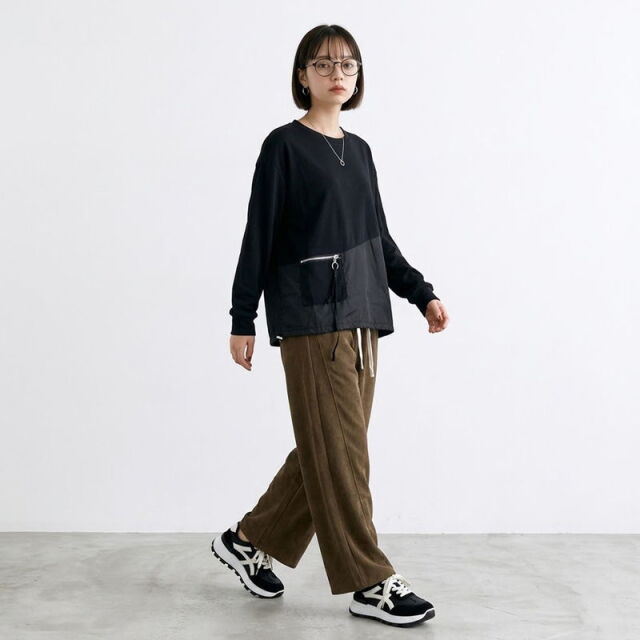 コーデュロイ切替イージーパンツ