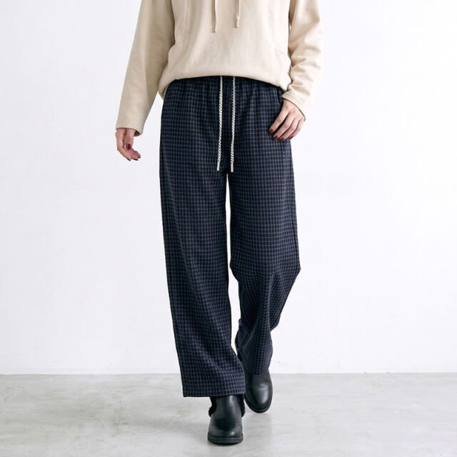 ピンチェックワイドパンツ