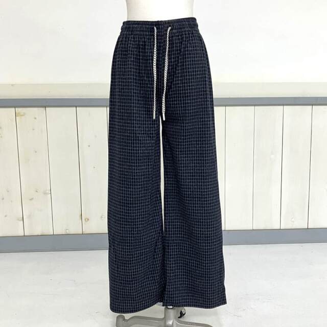 ピンチェックワイドパンツ