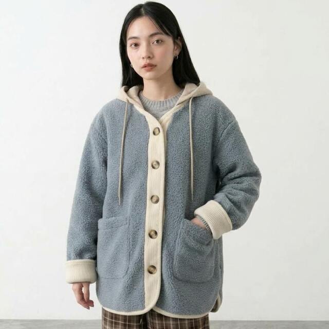 ニットフードボアコート